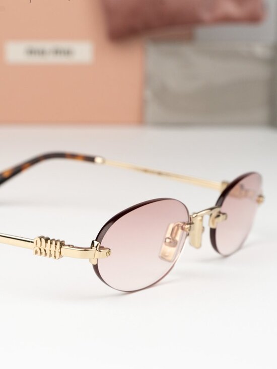 Miu Miu Women Sunglasses Gold Clear Gradient Pink Oval MUA54S ZVN70O BRAND NEW main image 5